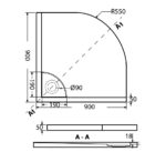 Ντουζιέρα Ημικυκλική Ακρυλική 90x90 FLOW Φ90 SIRENE Λευκό - Image 2