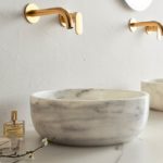 Νιπτήρας Μαρμάρινος Φ33 H.13 FOSSIL CARRARA BIANCO - Image 3