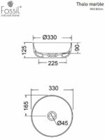 Νιπτήρας Μαρμάρινος Φ33 H.13 FOSSIL CARRARA BIANCO - Image 4