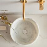 Νιπτήρας Μαρμάρινος Φ39 H.14 FOSSIL CARRARA BIANCO - Image 2