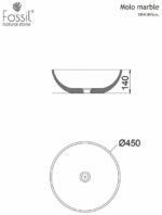 Νιπτήρας Μαρμάρινος Φ45 H.14 FOSSIL CARRARA Bianco - Image 2