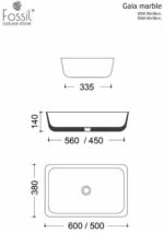 Νιπτήρας Μαρμάρινος 60x38 H.14 FOSSIL CARRARA BIANCO - Image 4