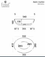 Νιπτήρας Μαρμάρινος 55x41 H.16 FOSSIL Grey - Image 2