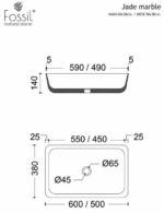 Νιπτήρας Μαρμάρινος 50x38 H.14 FOSSIL Grey - Image 3