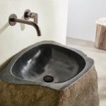 Νιπτήρας Πέτρινος Φ45-60 H.90 FOSSIL Μαύρο - Image 2