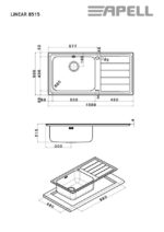 Νεροχύτης LINEAR 100x50 APELL Inox Λείο LEFT - Image 2