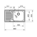 Νεροχύτης Ανοξείδωτος CLASSIC 1B 1D MAX (SUPER BOWL) Λείο - Image 4
