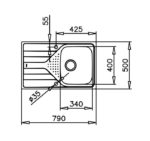 Νεροχύτης Ανοξείδωτος UNIVERSE 45 T-XP 1B 1D Λείο - Image 6