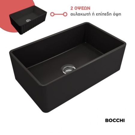 Νεροχύτης Επικαθήμενος 76x46 Διπλής Όψης BOCCHI Μαύρο Ματ