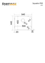 Νεροχύτης Υποκαθήμενος SQUADRO 54x44 FORTInox Inox PVD Μαύρο BRUSHED - Image 3