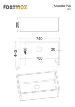 Νεροχύτης Υποκαθήμενος SQUADRO 74x44 FORTInox Inox PVD BRUSHED GOLD - Image 3