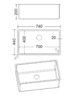 Νεροχύτης Υποκαθήμενος SQUADRO 74x44 FORTInox Inox PVD Μαύρο BRUSHED - Image 3
