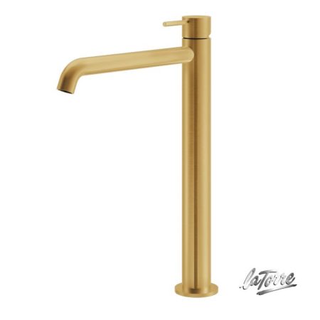 Μπαταρία Νιπτήρος Υψηλή +Βαλβίδα CLIC-CLAC ELLE 316 LA TORRE Inox PVD BRUSHED GOLD