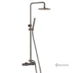 Μπαταρία Ντουζ+Επεκτάσιμη Κολώνα+Κεφαλή ELETTA TECNO BLACK BRUSHED