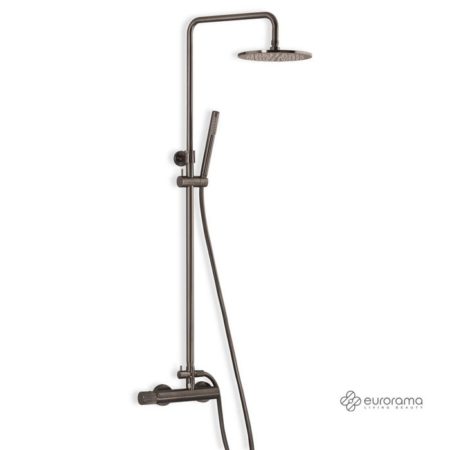 Μπαταρία Ντουζ+Επεκτάσιμη Κολώνα+Κεφαλή ELETTA TECNO BLACK BRUSHED