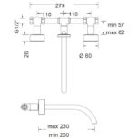 Μπαταρία Νιπτήρος Τοίχου 3 Οπών ELETTA TECNO EURORAMA BLACK BRUSHED - Image 2
