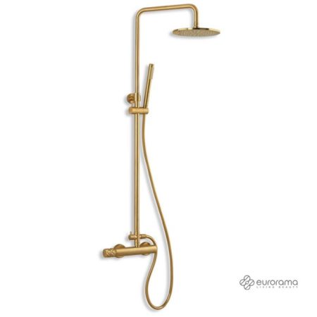 Μπαταρία Ντουζ+Επεκτάσιμη Κολώνα+Κεφαλή ELETTA CHESTER BRUSHED GOLD