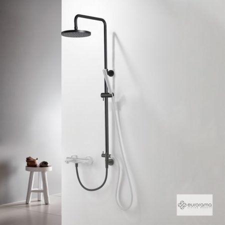 Κολώνα Ντουζ Y83-144 εκ. Με Κεφαλή Φ20 Μαύρο Ματ