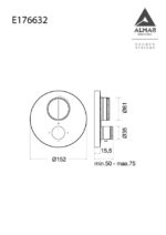 Εξωτερικό Τμήμα Μίκτη Εντοιχισμού 2 Εξόδου''PUSH'' ALMAR Μαύρο Ματ - Image 2