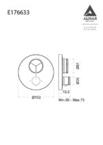 Εξωτερικό Τμήμα Μίκτη Εντοιχισμού 3 Εξόδου''PUSH'' ALMAR Inox - Image 2