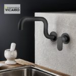 Μπαταρία Νεροχύτου Τοίχου LAUNDRY VICARIO Μαύρο Ματ