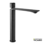 Μπαταρία Νιπτήρος Υψηλή Με ΒαλβίδαCLIC-CLAC HALO VICARIO Μαύρο Ματ