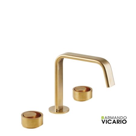 Μπαταρία Νιπτήρος 3 Οπών Με ΒαλβίδαCLIC-CLAC HALO VICARIO BRUSHED GOLD