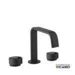 Μπαταρία Νιπτήρος 3 Οπών Με ΒαλβίδαCLIC-CLAC HALO VICARIO Μαύρο Ματ