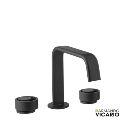 Μπαταρία Νιπτήρος 3 Οπών Με ΒαλβίδαCLIC-CLAC HALO VICARIO Μαύρο Ματ