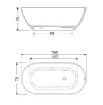 CUSCO Μπανιέρα FREESTD 1550x750 SIRENE Μαύρο Ματ - Image 2