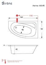 MARINA Υδρομασάζ (0.88HP-6 JET) 1600x900 SIRENE RIGHT - Image 4
