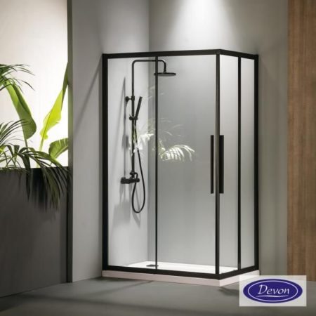 C.ENTRY DEVON FLOW 110x110 (107-109 x 107-109 εκ.) CLEAN-GLASS Μαύρο Ματ