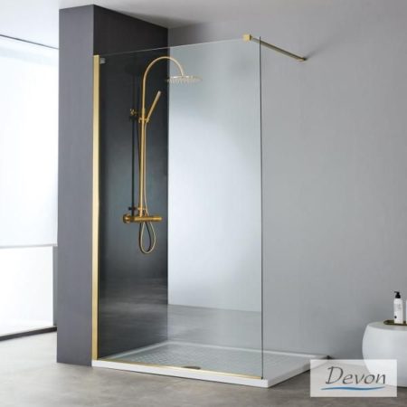 IWIS WALK-IN 97-99 εκ. DEVON CLEAN-GLASS PVD Inox GOLD BRUSHED