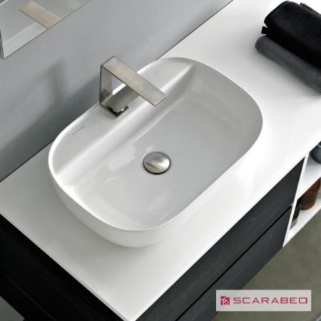 Νιπτήρας GLAM56 R 56x38 (1 οπή) SCARABEO WHITE