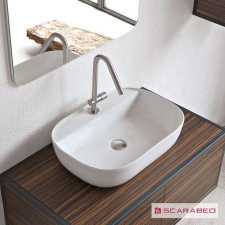 Νιπτήρας GLAM56 R 56x38 (1 οπή) SCARABEO PEARL (Άσπρο Ματ)