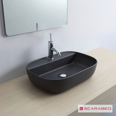 Νιπτήρας GLAM56 R 56x38 (1 οπή) SCARABEO ARDESIA (Μαύρο Ματ)
