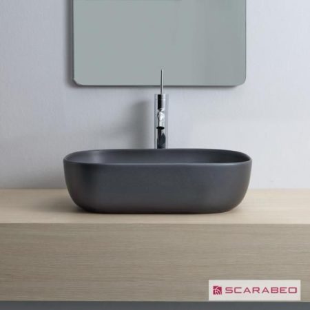 Νιπτήρας GLAM 56x39 SCARABEO ARDESIA (Μαύρο Ματ)