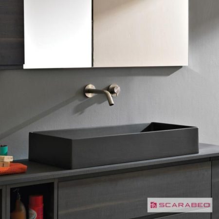 Νιπτήρας TEOREMA2.0 80 80x40 SCARABEO ARDESIA (Μαύρο Ματ)