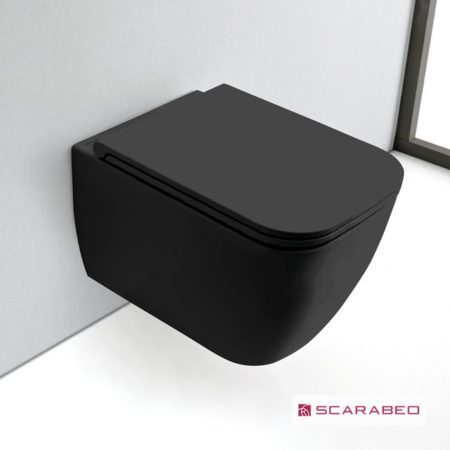 Κομπλέ Κρεμαστή Λεκάνη+Κάλυμμα Αποσπώμενο SLIM S C TEOREMA 52 CLEAN-FLUSH SCARABEO ARDESIA (Μαύρο Ματ)