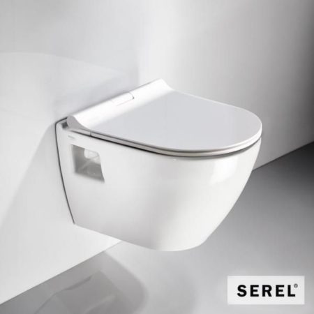 Κομλπέ Κρεμαστή Λεκάνη-Μπιντέ SM12+ΚΑΛ.9001SC SLIM SOFT-CLOSE SEREL WHITE