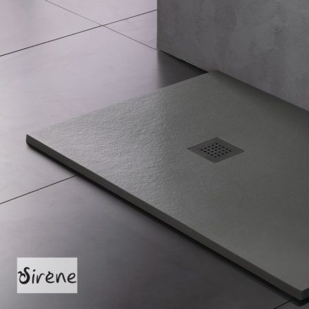 Ντουζιέρα+Βαλβίδα SLATE 100x80 SIRENE Μαύρο Ματ