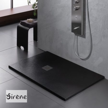 Ντουζιέρα+Βαλβίδα SLATE 140x80 SIRENE Μαύρο Ματ