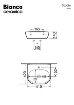 Νιπτήρας STUDIO 50x42 BIANCO CERAMICA WHITE - Image 2