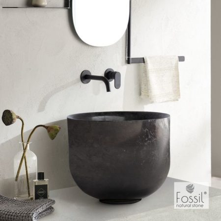 Νιπτήρας Μαρμάρινος Φ42 H.35 FOSSIL BLACK