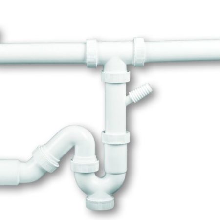 TAF - Σιφώνι πλαστικό ΙΙ για ανοξείδωτο νεροχύτη με βαλβίδα Τ