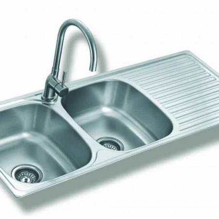 PRACTICA Finox 304 - Νεροχύτης 2 γούρνες+πόδια 118*48*15*0 6mm