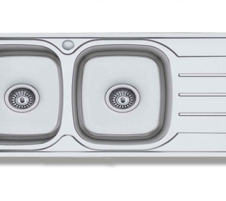 Finox 304 OREGON NOVA - Νεροχύτης με 2 γούρνες + πόδια 116*50*20*0 8mm