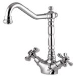 LEDA - Μπαταρία νιπτήρα Χρωμέ με βαλβίδα κλίκ