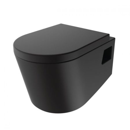 SKAY - Λεκάνη κρεμαστή μαύρη μάτ με κάλυμμα - HUIDA