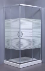 ASCOT - Καμπίνα τετράγωνη σκέτη 70*70 Χρωμέ - γυαλί γραμμές